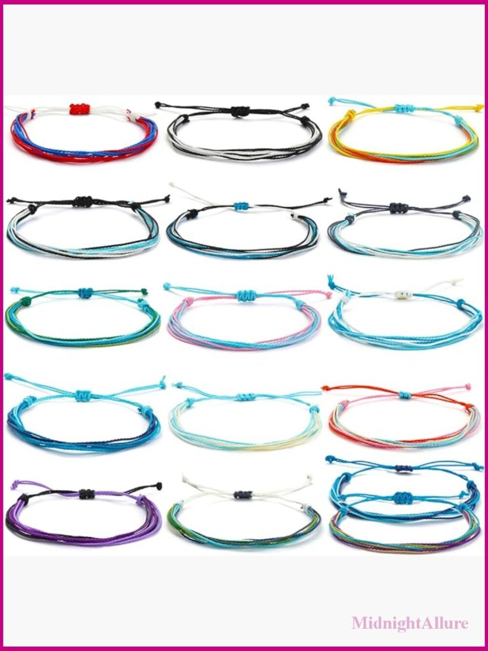 Handmade Waterproof Adjustable Braided Beach Surfer Bracelet Set